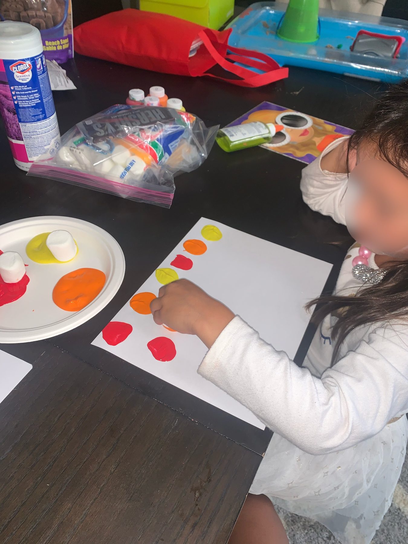Process art — stamp printing with tempera paint
